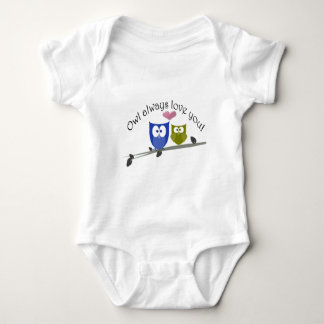 Owl always love you, with 3D heart Baby Bodysuit