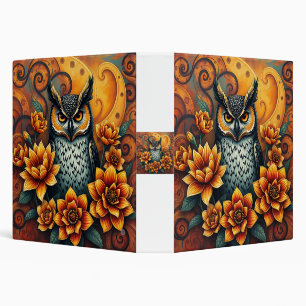Owl Among Vibrant Flowers Binder