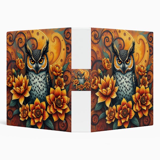 Owl Among Vibrant Flowers Binder (Background)