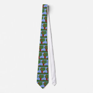 Owl and an Oak Tree Whimsical Cartoon Art Tie