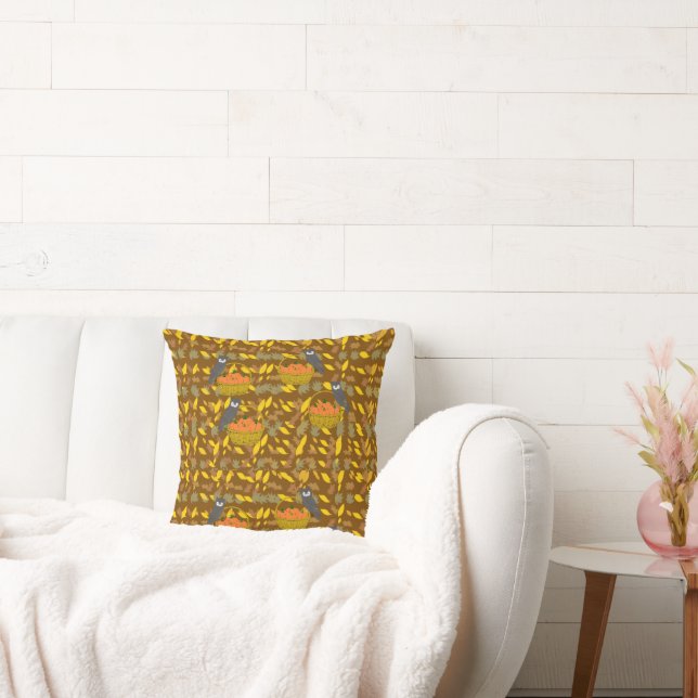Owl and Autumn Pumpkins Pillow (Couch)
