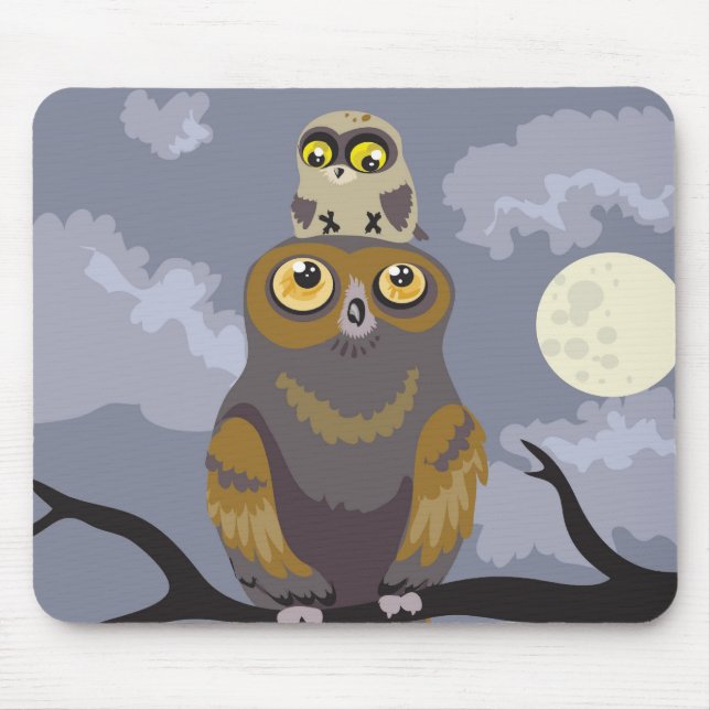 Owl and Baby Owl Mousepad (Front)