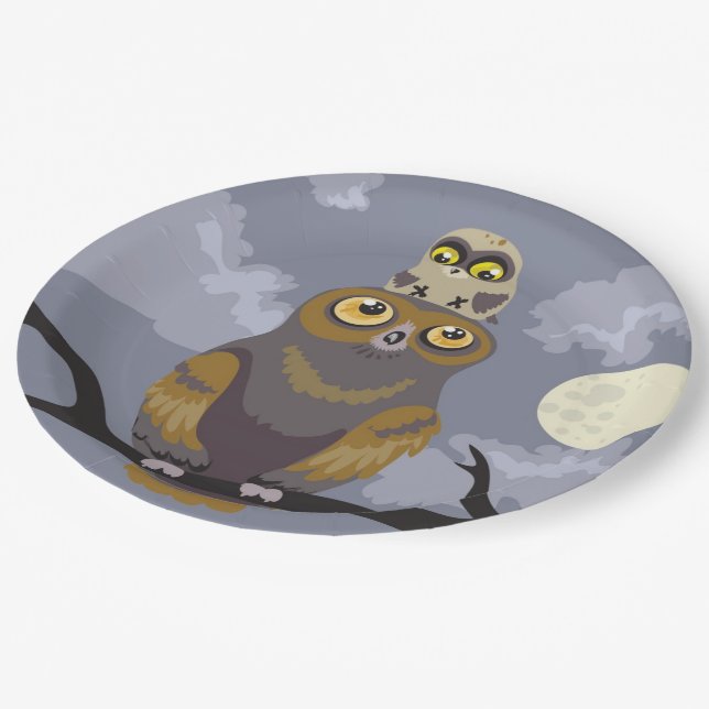 Owl and Baby Paper Plate (Angled)