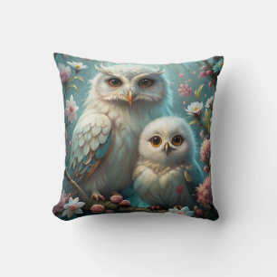 Owl and Baby Throw Pillow