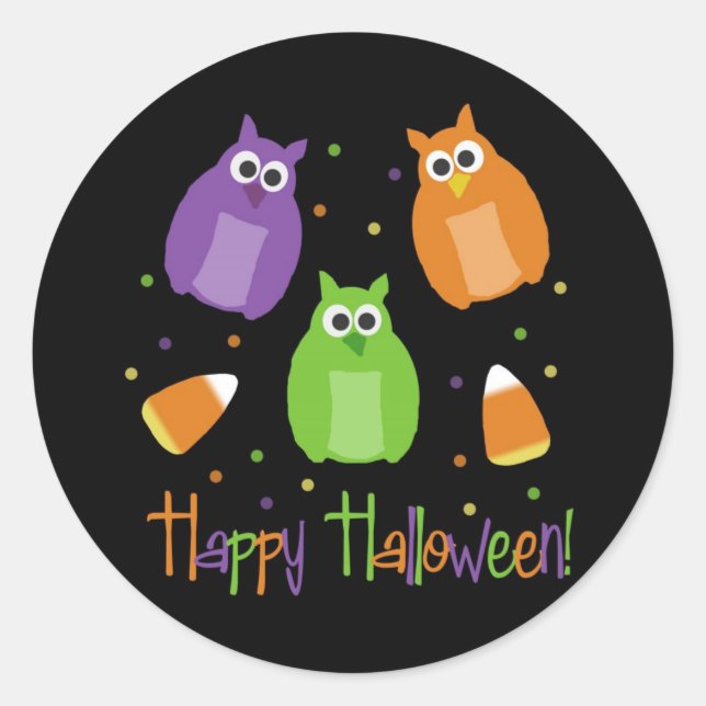 Owl and Candy Corn Halloween Stickers (Front)