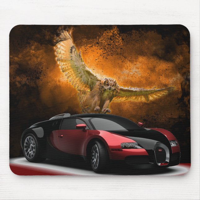 Owl and Car Mouse Pad (Front)