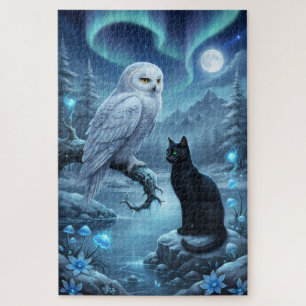 Owl and Cat at Night Jigsaw Puzzle