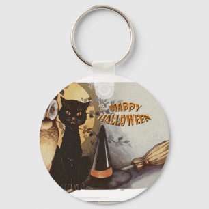 Owl and Cat Halloween Keychain