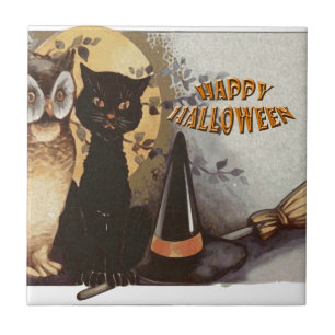 Owl and Cat Halloween Tile