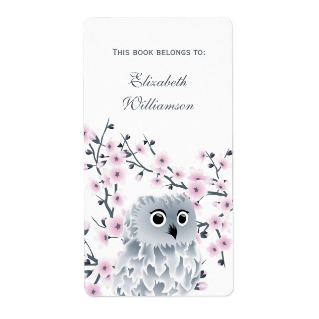 Owl And Cherry Blossom Pink This Book Belongs To  (Front)