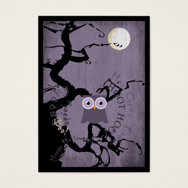 Owl and Creepy Gnarled Tree for Halloween (Front)