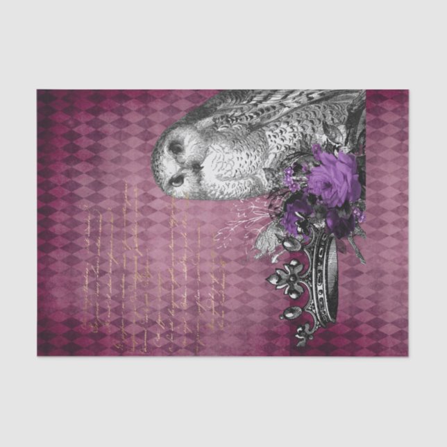Owl and Crown Decoupage Tissue Paper (Front)