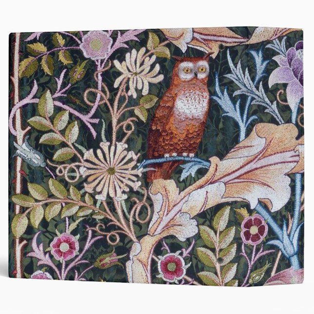 Owl and Flowers, William Morris Binder (Back/Spine)