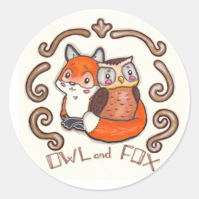 Owl and Fox sticker (Front)