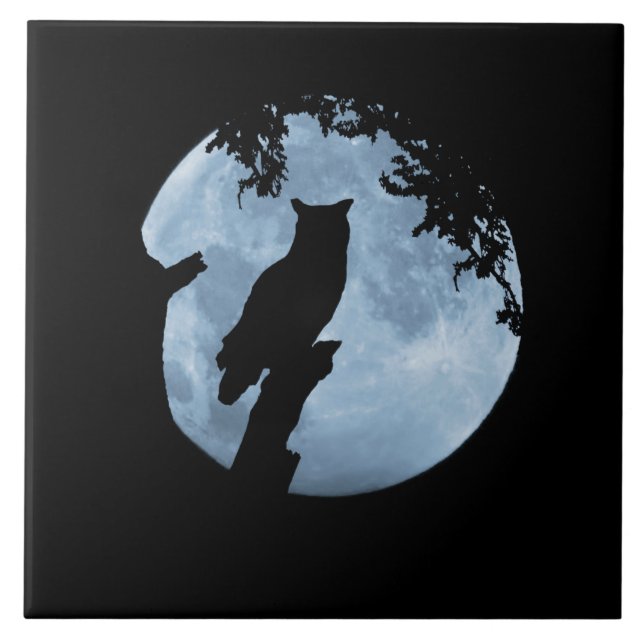 Owl and Full Moon  Tile (Front)