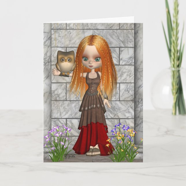 Owl and Handmaiden Greeting Card (Front)