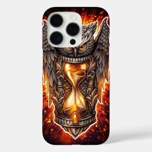 Owl and Hourglass – Hand-Drawn & Digital Art  iPhone 16 Pro Case