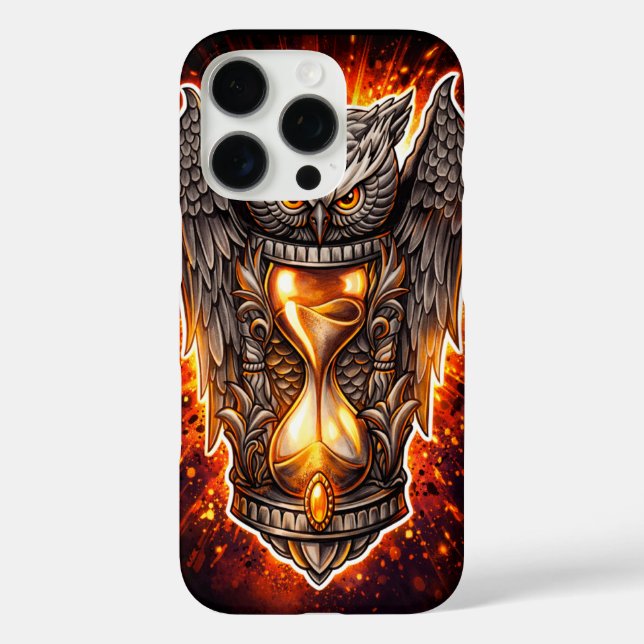 Owl and Hourglass – Hand-Drawn & Digital Art  Case-Mate iPhone Case (Back)