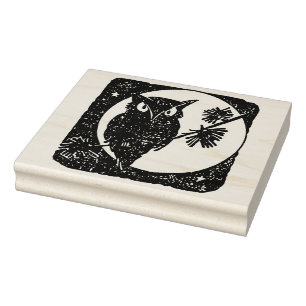 Owl and moon silhouette art stamp