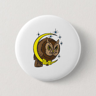 Owl and Moon Tattoo Design 2 Inch Round Button