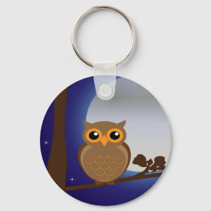 owl and moonlight peace calm joy keychain