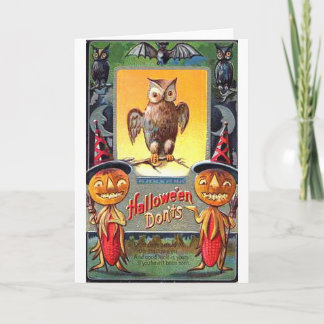Owl and Pumpkin Corn Halloween Don'ts Card