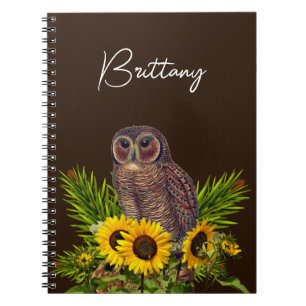 Owl and Sunflowers Notebook