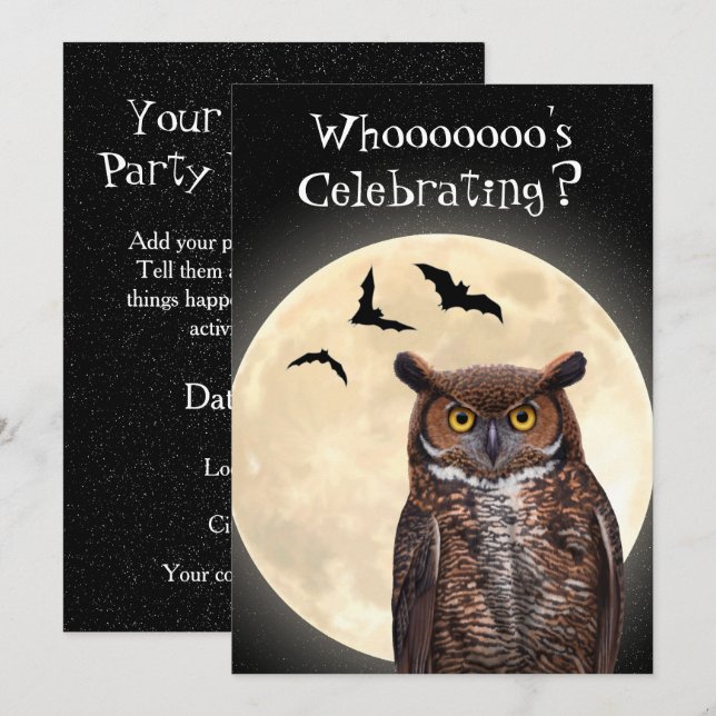 Owl and The Full Moon Invitation (Front/Back)