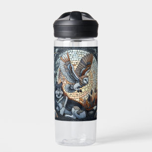 Owl and Wolf Mosaic Nature Ai Art Personalized Water Bottle