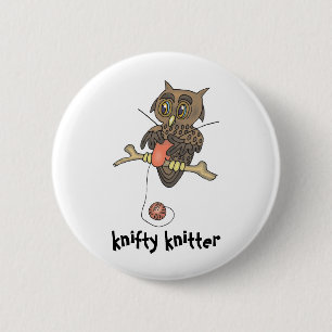 owl and yarn knifty knitter 2 inch round button