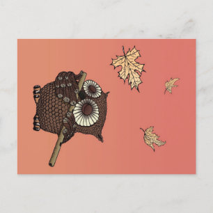 Owl Animals Art   An Owl On Old Paper Holiday Postcard