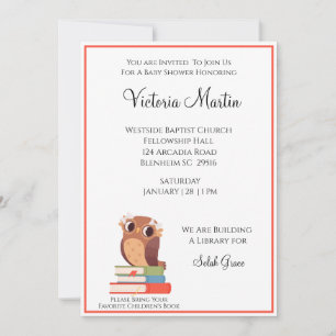 Owl Apporte Une Invitation De Baby shower De Livre