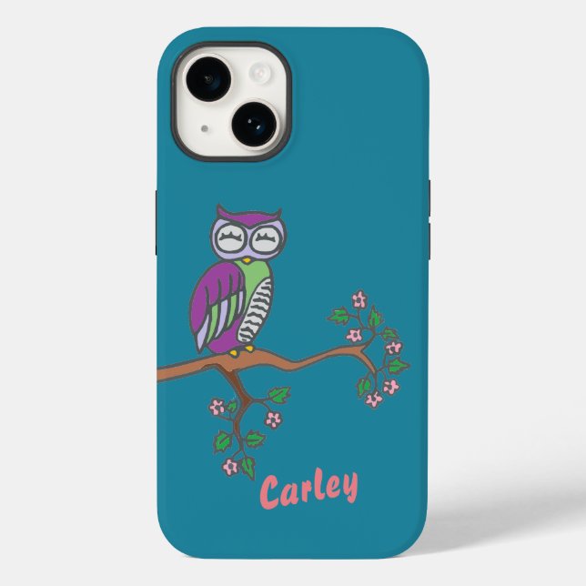 Owl Art at Night Illustration Personalised Case-Mate iPhone Case (Back)