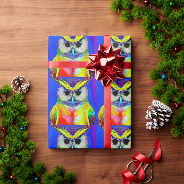 OWL ART CHRISTMAS  WRAPPING PAPER (Holiday Gift)