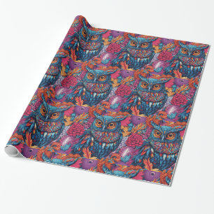 Owl Art Drawing Wrapping Paper