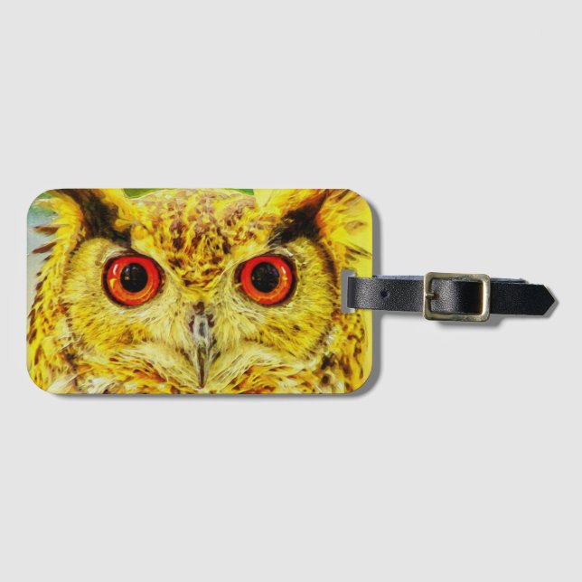 Owl Art Luggage Tag (Front Horizontal)