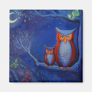 Owl Art Magnet "The Forest At Night"