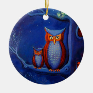 Owl Art Ornament - "The Forest At Night'