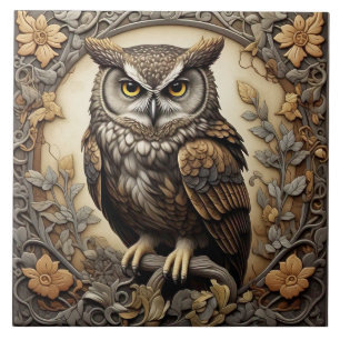 Owl - Arts And Crafts Ceramic Tile