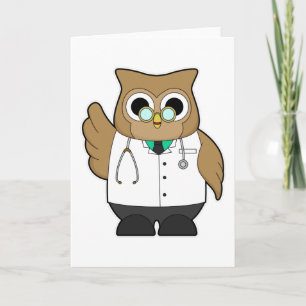 Owl as Doctor with Stetoscope Card
