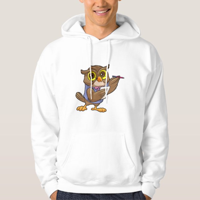 Owl as Secretary with Pen & Note Hoodie (Front)