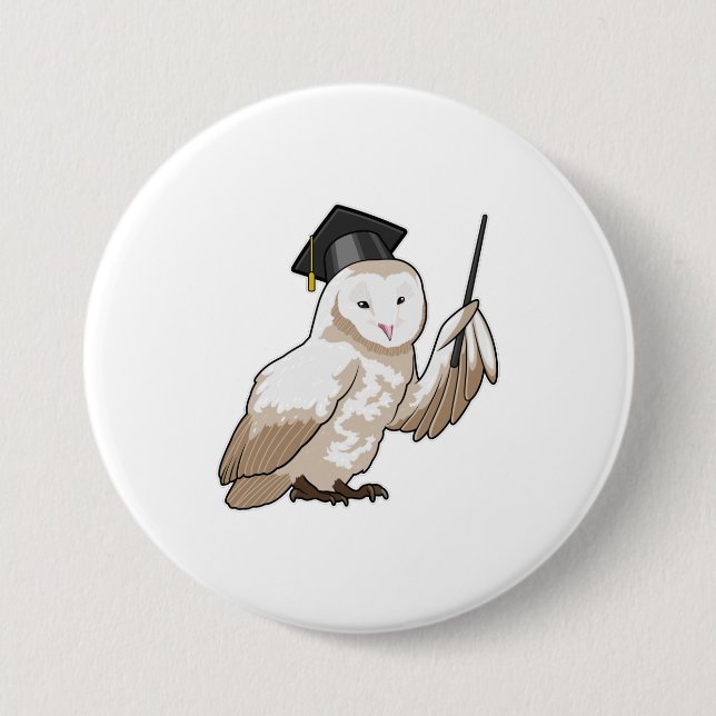 Owl as Teacher with Pointer 3 Inch Round Button (Front)