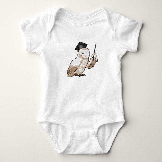 Owl as Teacher with Pointer Baby Bodysuit (Front)