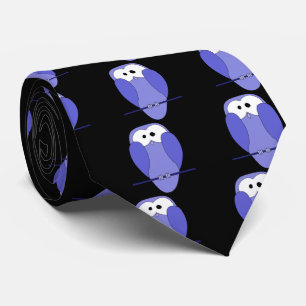 Owl at Night. Blue, Black. Tie