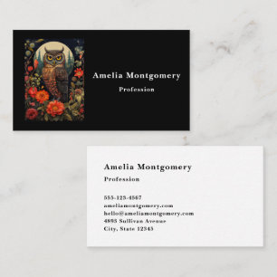 Owl at Night with a Full Moon Business Card