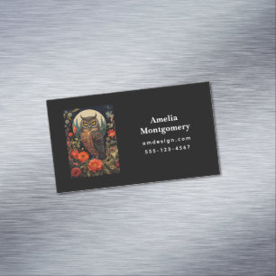Owl at Night with a Full Moon Magnetic Business Card