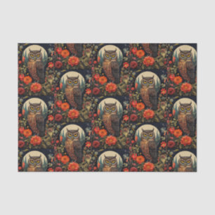 Owl at Night with a Full Moon Pattern Tissue Paper