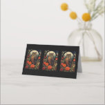 Owl at Night with a Full Moon Place Card<br><div class="desc">Table place cards with a cool looking owl with a piercing stare. A full moon in the back with a garden of red flowers.</div>