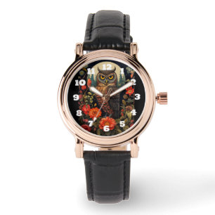 Owl at Night with a Full Moon Watch