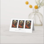 Owl at Night with a Full Moon Wedding Place Card<br><div class="desc">Table place cards with a cool looking owl with a piercing stare. A full moon in the back with a garden of red flowers.</div>